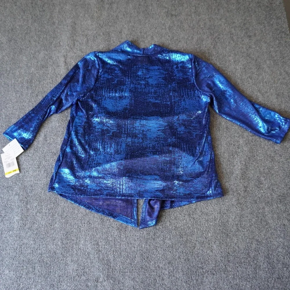 Ruby Rd. Petite Blue Metallic Jacket & Tank Top‎ Set Rhinestone Trim PM